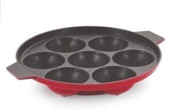Non-Stick Aluminium Appam Patra 7 Cavity, Red, Standard