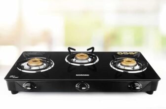 Borosil Magnum Gas Stove (Made in India) | 6 mm Toughened Borosilicate Glass Top | ISI Certified LPG Gas Stove | 360⁰ Revolving nozzle | High Effeciency Burner | 2 Years Warranty (3 Burner)