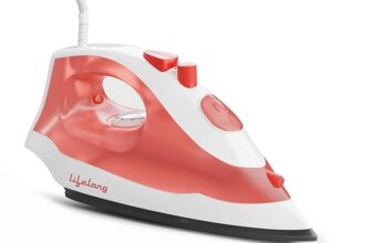 Lifelong Steam Iron for Clothes | 1300W Iron Press with Vertical Steaming & Non-Stick Soleplate | Adjustable Temperature & Steam Control | Lightweight Design for Crisp & Wrinkle-Free Results