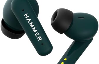 HAMMER Airflow Plus TWS Earbuds with Bluetooth 5.1, Smart Touch Control, Type-C Charging, IPX4 Rated SweatProof, Stereo Sound, Upto 23 Hours Playback, Noise Isolation (Emerald Green)