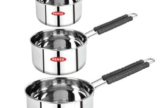 Panca Stainless Steel Sauce Pan Set of 3 Sauce Pan Milk Pan Tapeli Patila Induction Base 2 Litre,1.5 Litre, 1 Litre Milk Boiler Cookware with