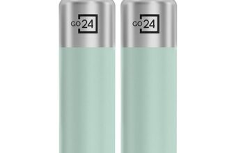 PEXPO Water Bottle 1 ltr Go24 Stainless Steel Sports/Fridge Bottle with Steel Cap (Pack of 2)| Single Wall | For Home, Office, Gym, Travelling | Lightweight | BPA Free | Crown 950ml |Silver-Sea Green