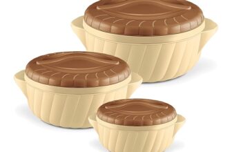 MILTON Flora Jr Set Insulated Inner Steel Casserole for Roti, 3 Pc (455ml,750ml & 1.25L) Hot Box for Kitchen, Hot Pot with Lid, Chapati Box, Serving Box, Silky Cream