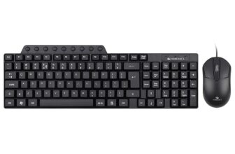 ZEBRONICS JUDWAA 555 USB Multimedia Keyboard & Mouse Combo, 114 Keys, 9 Dedicated Hotkeys, Slim Design, Plug & Play, ¹ Rupee Key, Compatible with PC & Laptop
