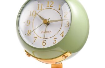 Tetino Analog Alarm Clocks,Retro Backlight Cute Simple Design Small Desk Clock W/Night Light,Silent Non-Ticking,Battery Powered,for Kids,Bedroom(Green)-Alloy Steel,3.5″