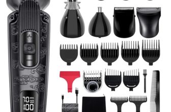 Hatteker 8 in 1 Beard Trimmer Set – Men’s Electric Hair and Body Grooming Kit With Nose Trimmer – Waterproof, Adjustable Speed