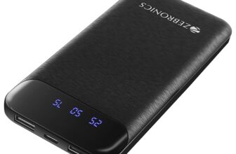 ZEBRONICS MB10000S4 Power Bank, 10000 mAh, 12W, Dual USB Output, Type C & Micro USB Input, Built in Protections, Percentage LED Display, Included USB to Type C Cable, Made in India(Black)