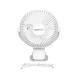 amazon basics Mini Fan with Multi-Utility Clip | USB Charging | Multi-Clip Function | 9-Hour Battery Backup (White)