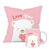 The Purple Tree Polyester Valentines Day Gift Set of Cushion And Mug (1 Cushion, 1 Coffee Mug) Gift For Husband, Boyfriend, Wife, Girlfriend, Valentine Gift, Valentine’s Day V17