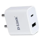 D-Link 20W Dual Port Fast Charger Type-C & USB-A for All Mobiles Phones, Tablets, Power Banks, Smart Watches, Earbuds Etc. Bis Certified, Compact Size & Easy to Carry. – White