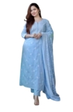 Royal Export Women’s Viscose Floral Embroidered Straight Kurta Pant with Dupatta