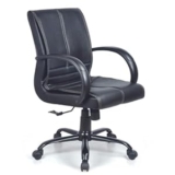 INNOWIN Makson Medium Back Leatherette Office Chair with 3 Years Limited Warranty | Ergonomic Leather Orthopedic Executive Boss Chair with Spacious Cushioned Seat | Heavy Duty Metal Base (Black)