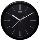 Kadio Analog 24.5 cm X 24.5 cm Wall Clock (Black, with Glass, Standard)