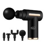 Pigeon Pulse Gun Massager, 4 Heads, 6 Speed, Rechargeable, Handheld, Percussion Muscle Massager for Full Body Pain Relief, Muscle Relaxation of Neck, Shoulder, Back, Foot for Men & Women (Black)