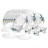 Larah by Borosil Nina Fluted Series Opalware Dinner Set | 31 Pieces for Family of 6 | Microwave & Dishwasher Safe | Bone-Ash Free | Crockery Set for Dining & Gifting | Plates & Bowls | White