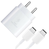 Original 25w C Port Charger with C to C Cable Compatible with Samsung M14 (Charger Set)- White