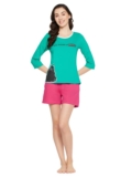 Clovia Women’s Cotton Print Top & Chic Basic Shorts Set