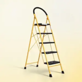 Houza 5-Step Foldable Steel Ladder – Heavy-Duty Anti-Slip, Safe & Stylish, Durable Yellow & Black Finish, Made in India, 5-Year Warranty
