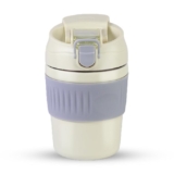 Attro Punch Coffee Travel Cup Insulated Vacuum Cup Comes with Two Convenient Drinking Options & Anti-Skid Bottom Stylish & Functional Travel Friendly Ideal for Office & Outdoor-350ml Creamy Caramel