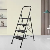 Plantex Premium Foldable Ladder for Home Use – Durable Alloy Steel ladder/4-Step Ladder for Safe and Easy Access (Black & Grey)