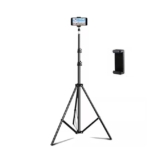 Elfora 7 feet Lightweight Tripod Stand with Mobile Phone Holder | Landscape Mode Only | Portable and Sturdy for Stable Photos & Videos | Compatible for Mobiles, Lights, Reflectors and Cameras(Black)