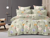 THE HOME STYLE Cotton Feel Glace Cotton Elastic Fitted Printed King Size Double Bed Bedsheet with 2 Pillow Cover Fits Upto 8 Inches Mattress, 300TC (72″x78″, Florique Green)