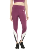 Clovia Women’s Snug Fit High Rise Active Tights with Contrast Panels in Purple