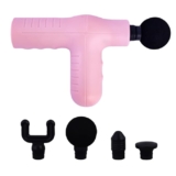 WMARK MS-2021 Deep Tissue Massage Gun 5 level power vibration Percussion Muscle Massager for Full Body Pain Relief of Neck Shoulder, Back, Foot for Men & Women 4 massage heads, speed 3200r/min, Pink