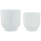 amazon basics Metal Plant Pots with Drainage Hole (Set of 2) | Indoor Planter Flower Pots | for Home Garden/Living Room/Bedroom Decor (White)