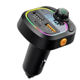 Woscher AUTO 10 POR-320, Bluetooth – FM Transmitter in-Car Radio Adapter for Hands-Free Calling, Music Streaming, Micro SD + USB Music, 3.4A Dual USB Fast Charger, Supports All Smartphones (Black)