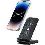 Ambrane 15W Wireless Charging Stand for iPhone 14/13/12 Series, Galaxy S23/S22/S21/S20/Note20 Series, OnePlus 9/9 Pro, Apple Watch & Other Qi Devices (Powerpod, Black)