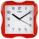 Kadio Analog 20 cm X 20 cm Wall Clock (Red, with Glass, Standard)