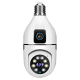 Maizic Smarthome Supercams 4MP WiFi Wireless Bulb Cam 2-in-1 Dual Lens Bulb Camera Live View, Bullet+PTZ Control, Two Way Audio,Color Night Vision, AI Human Detection for Indoor Camera (Dual Camera)