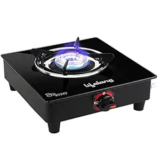 Lifelong LLGS201 Open Single Burner Glass Gas Stove (Black, 27 x 29 x 9 cm), Manual Ignition, Black