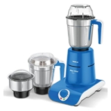 Havells Maxx Grind 750 watt Mixer Grinder with 3 Wider Mouth Stainless Steel Jar, Hands Free Operation, SS-304 Grade Blade, Overload Indicator & 5 Year Motor Warranty (Blue).