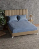 Himeya 100% Cotton 144 TC Bedsheet | Double Size Bedsheet -Denim Corner (Stonewash Denim)
