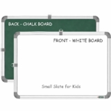 YAJNAS 1×1.5 Feet Non-Magnetic Heavy-Duty Aluminum Frame White Board with Chalk Board Small Slate (Pack of 1)
