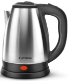 Longway Kestro 2 Liter Electric Kettle with Stainless Steel Body for Water Boiling, Tea/Coffee, Noodles And Soups (Black & Silver, 1500 Watt)
