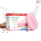 Mamaearth Multani Mitti Moisturizing Lotion Soap with Multani Mitti & Rose for Oil Control & Acne (3 + 1 Free) (125 gm x 4) | Benefits of Lotion | Deeply Cleanses & Moisturizes | Grade 1 Acne soap