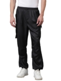 KOTTY Men’s Solid Mid Rise Stylish with Multiple Pockets Comfortable and Strechable Cargo Pants