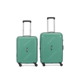 ALFA Rhino 2 Pc Set Cabin 55 cm(Small) Check-in 65 cm(Medium) 4 Wheels Trolley Bags for Travel, Hard Case Lightweight Bag with Combination Lock, 3 Years Warranty (Green)