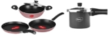 Pigeon Basics Non Stick Aluminium Non Induction Base Cookware Set& Hard Anodised Pressure Cooker Outer Lid with Induction Base 3 Litre