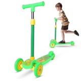 De Jure Fitness Scooter with Adjustable Height | Foldable Scooter | Skate Scooter for Kids with PVC Wheel | Max User Weight – 50 kg, Age 3+ (Green & Yellow)