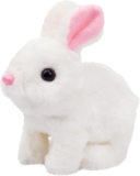 Hopping Walking Bunny Toy with Sounds, Jumping Rabbit Wiggling Ears, Moving Soft Toys for Toddler, Twitching Mouth and Nose, Educational Interactive Rabbits Toy for Baby Kids