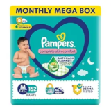 Pampers Complete Skin Comfort Pants| Pant style Diaper Medium, 152 count| Anti-Rash blanket lotion with Vit E and Aloe Vera | All night protection with leak proof technology( 76 Count, Pack of 2)