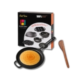 Human Hydro Pre-Seasoned Cast Iron Single Handle Tawa with Spatula | 28 cm Flat Dosa Tawa | Nonstick, Toxin-Free, Induction & Gas Stove Compatible | Multipurpose for Roti, Paratha & Crepes