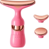 AKRIZA Facial Massager for Face and Neck, 3-in-1 Face Massager for Women, Anti-Wrinkle & Anti-Aging Facial and Neck Massage Kit with 3 Modes for Skin Care, Improve Firmness, Tightening & Smoothing (Pink)