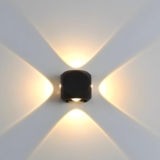 PIXORA 4 Way Oval Up Down LED Outdoor Waterproof IP65 Exterior Wall Step Light Fixture Lamp (Warm White, Black Body) 8 Watts,Aluminium