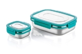 D&D NX Stainless Steel Leak-Resistant Lunch Box Set | Airtight Food Storage Containers with Clip Lock Lid | Dishwasher Safe Tiffin for Office, School & Travel (Blue)