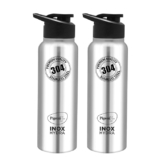 Pigeon by Stovekraft Inox hydra 700ml pack of 2 Stainless Steel Drinking Water Bottle 700ml Flipper Cap – Silver (1 year Warranty)